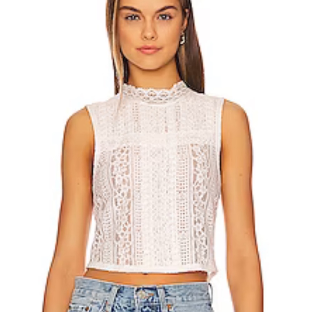 FREE PEOPLE “Tea Party” Lace Blouse. Sheer back SIZE SMALL